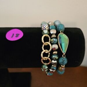 Erimish Turquoise and Gold Bracelet Set